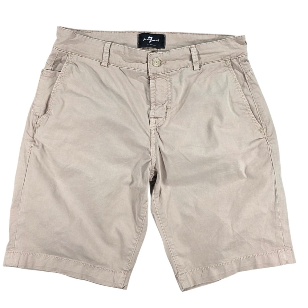 7 For All Mankind Perfect Chino Palm Print Shorts Khaki 30 Mens Summer